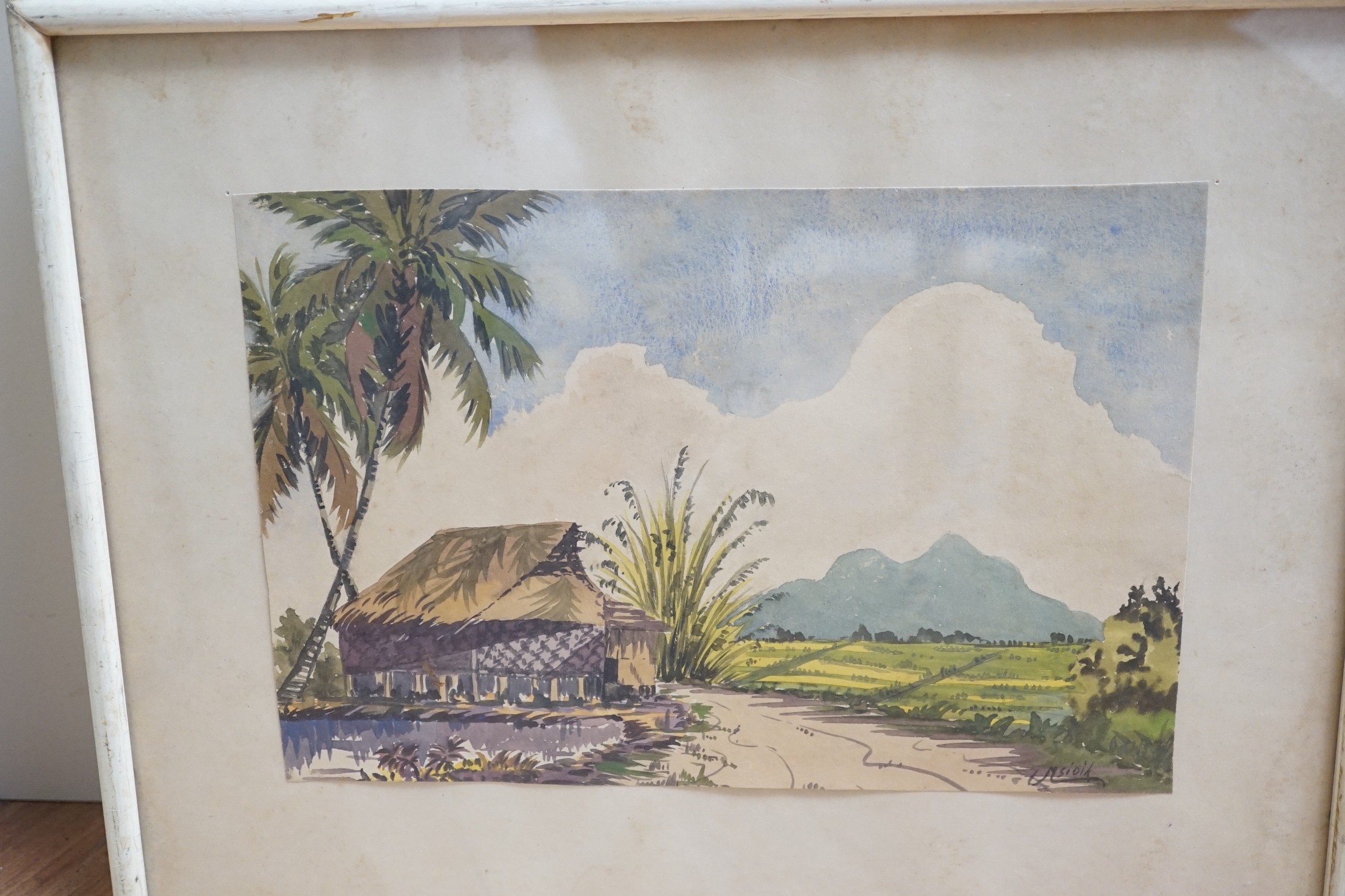 Asian School, seven assorted watercolours including works by N. Sidik and A.I. Rah Ptan, largest 37 x 23cm